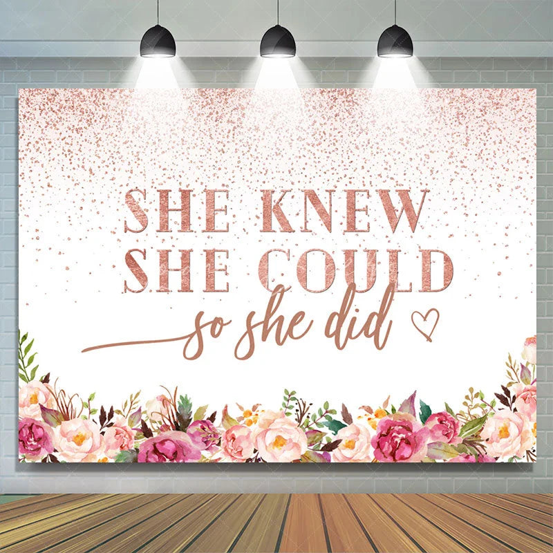 Lofaris Rose Pink She Did Graduation Party Backdrop For Girl