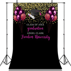 Lofaris Rose Red And Glitter Gold Balloons Graduation Backdrop