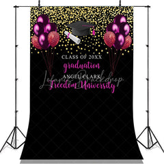 Lofaris Rose Red And Glitter Gold Balloons Graduation Backdrop