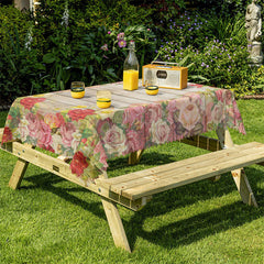 Lofaris Roses Flower Garden Wooden Rectangle Tablecloth