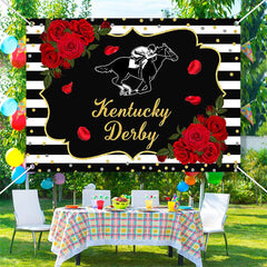 Lofaris Roses Horse Race Black White Kentucky Derby Backdrop