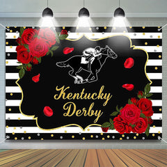 Lofaris Roses Horse Race Black White Kentucky Derby Backdrop
