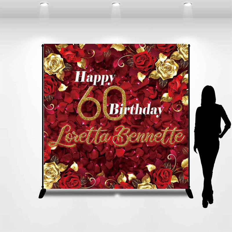 Lofaris Roses Red Gold 50th Personalized Birthday Backdrop