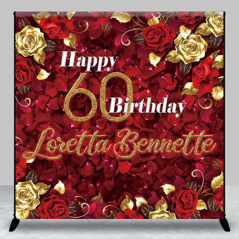 Lofaris Roses Red Gold 50th Personalized Birthday Backdrop