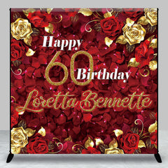 Lofaris Roses Red Gold 50th Personalized Birthday Backdrop