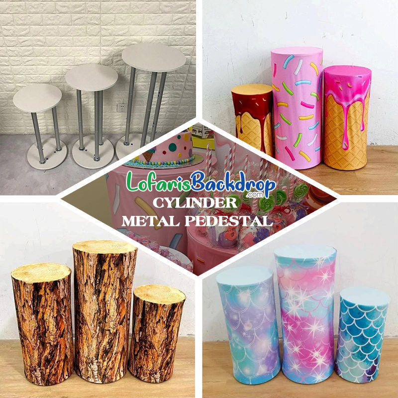 Lofaris Round 3pcs Display Cylinder Metal Pedestals Plinths