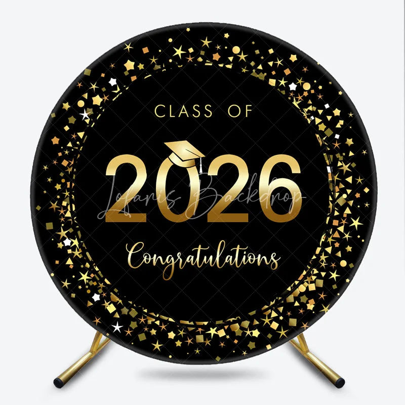 Lofaris Round Black And Gold Class 2026 Graduation Backdrop