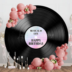 Lofaris Round Black Disc Musicalis Life Birthday Backdrop
