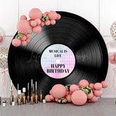 Lofaris Round Black Disc Musicalis Life Birthday Backdrop