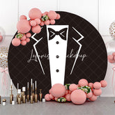 Lofaris Round Black White Suit Tie Birthday Party Backdrop
