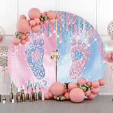 Lofaris Round Blue Pink Diamond Sparkle Baby Shower Backdrop