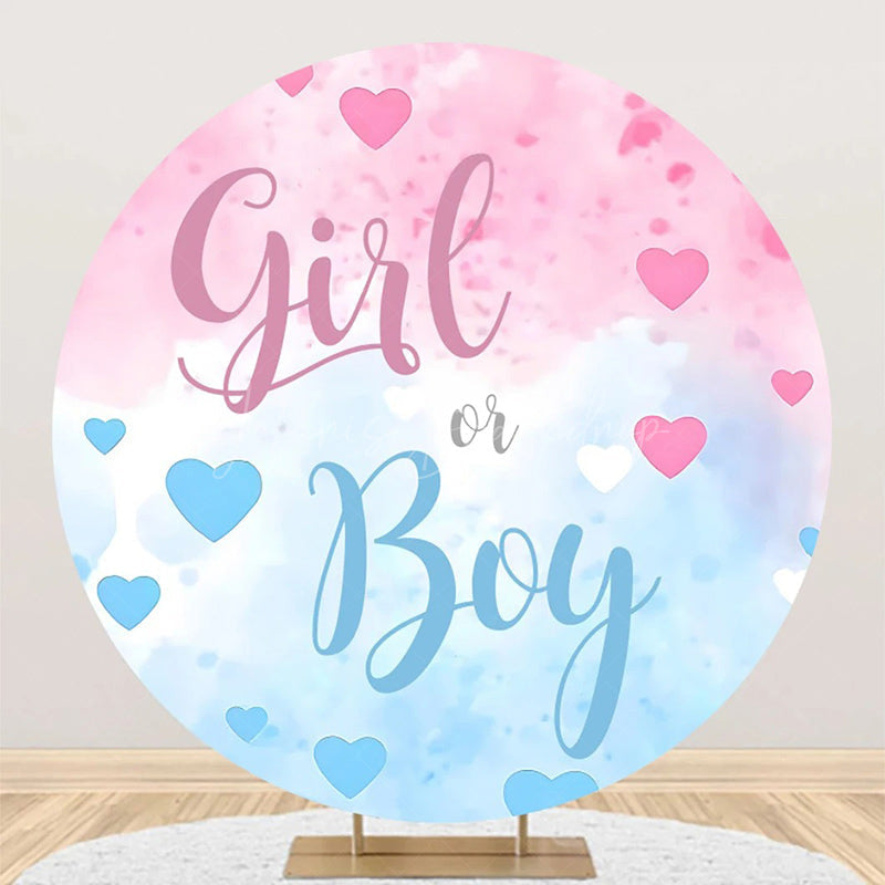 Lofaris Round Blue Pink Girl Or Boy Gender Reveal Backdrop