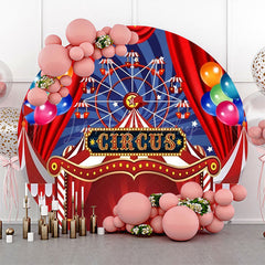 Lofaris Round Blue Red Circus Tent Balloon Party Backdrop