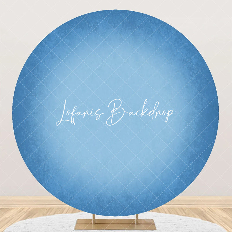 Lofaris Round Blue Solid Color Gradient Birthday Backdrop