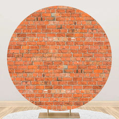 Lofaris Round Bright Retro Red Brick Wall Backdrop For Party
