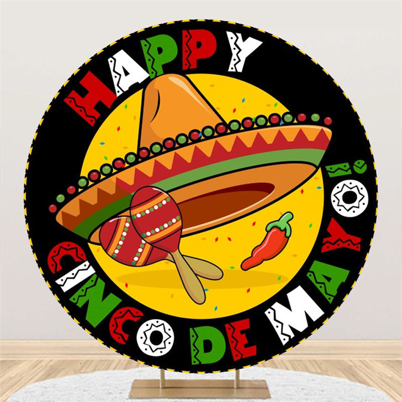Lofaris Round Cinco Mayo Backdrop For Mexican Fiesta Party
