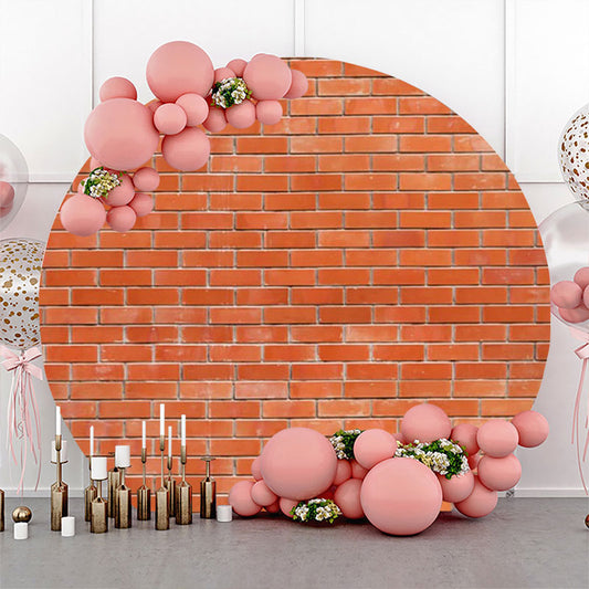 Lofaris Round Classic Red Brick Wall Backdrop For Birthday