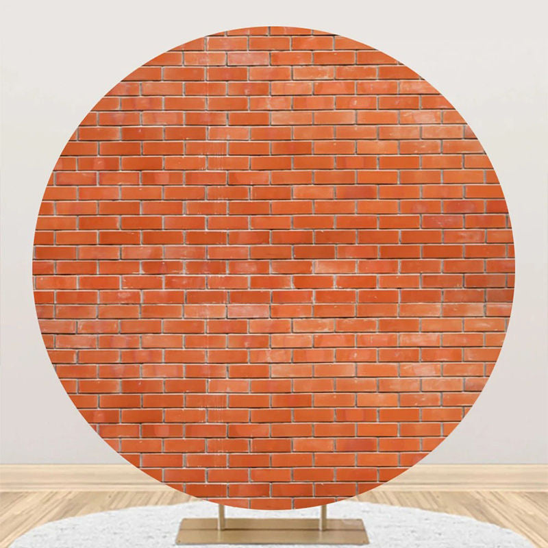 Lofaris Round Classic Red Brick Wall Backdrop For Birthday