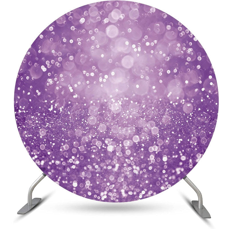 Lofaris Round Dreamlike Purple Glitter Bokeh Birthday Backdrop