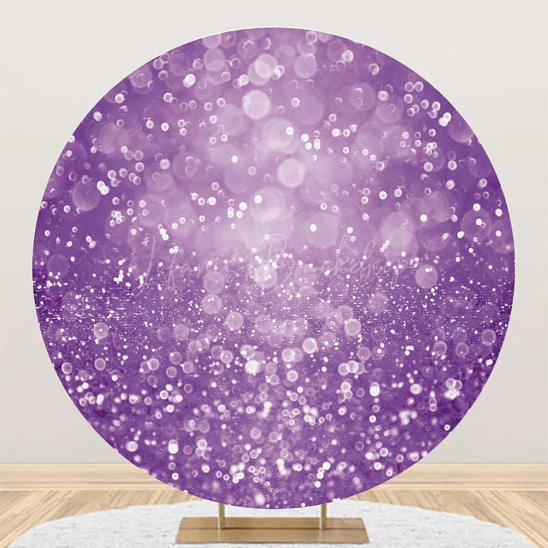 Lofaris Round Dreamlike Purple Glitter Bokeh Birthday Backdrop