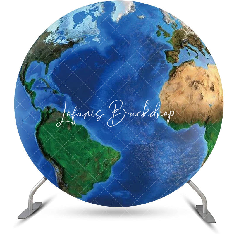 Lofaris Round Earth Continent Ocean Pattern Birthday Backdrop