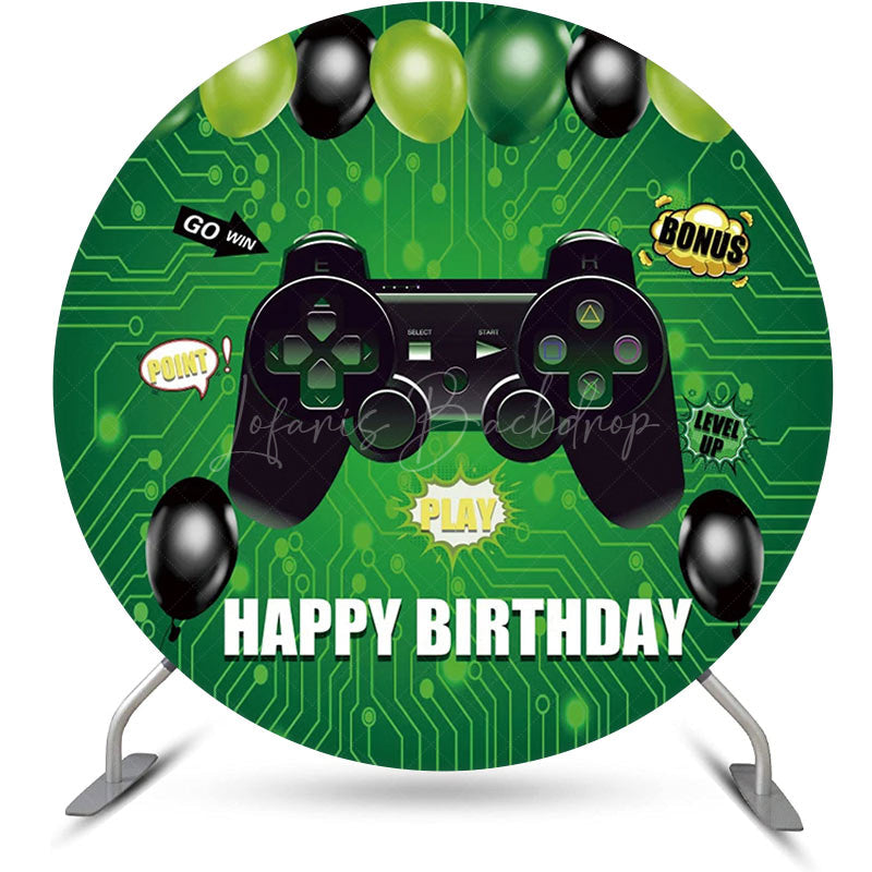 Lofaris Round Gamepad Green Circuit Board Birthday Backdrop
