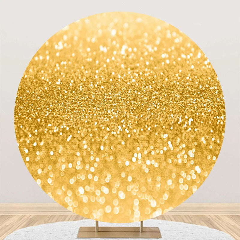 Lofaris Round Gold Sparkling Texture Bokeh Birthday Backdrop