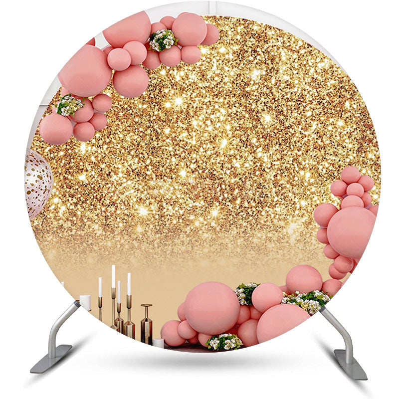 Lofaris Round Golden Glitter Bokeh Backdrop For Birthday