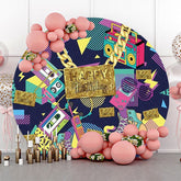Lofaris Round Golden Necklace Music Disco Birthday Backdrop