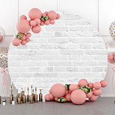 Lofaris Round Grey White Vintage Brick Wall Party Backdrop