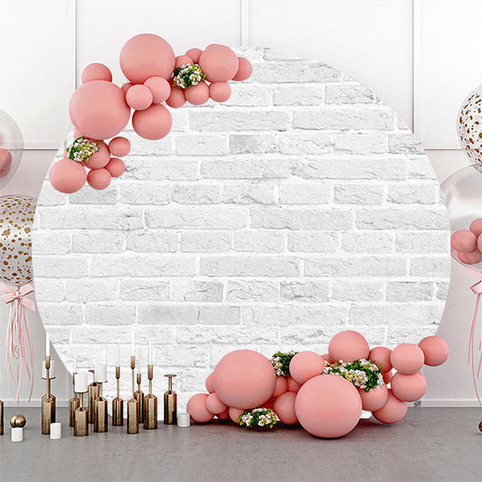 Lofaris Round Grey White Vintage Brick Wall Party Backdrop