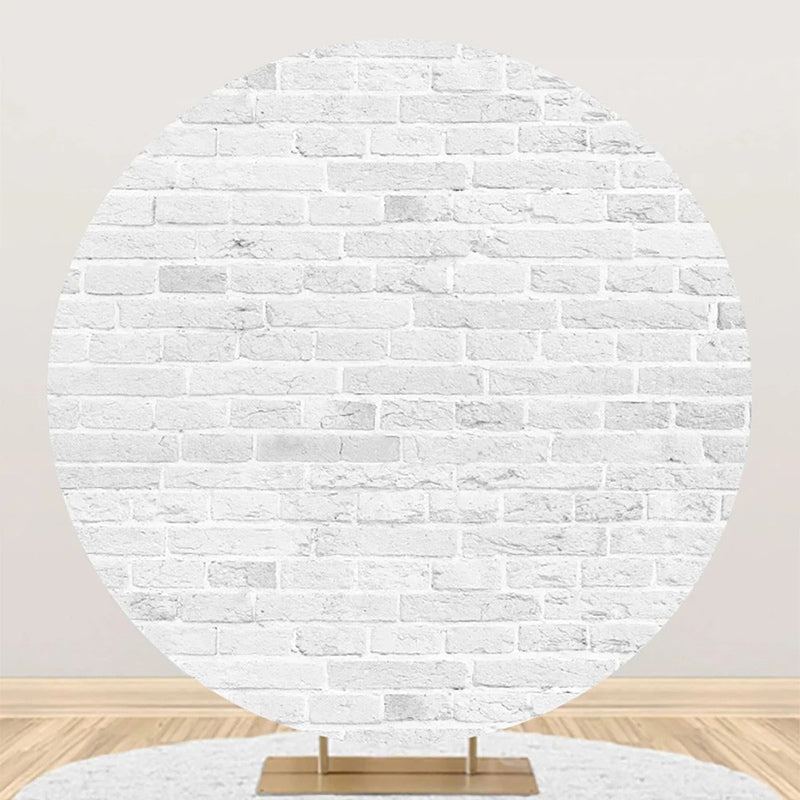 Lofaris Round Grey White Vintage Brick Wall Party Backdrop