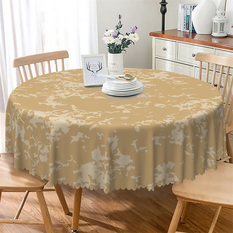 Lofaris Round Light Brown Marble Pattern Tablecloth