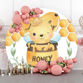 Lofaris Round Little Bee Honeycomb Floral Birthday Backdrop