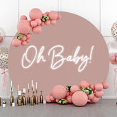 Lofaris Round Oh Baby Pink Neon Backdrop For Gender Reveal