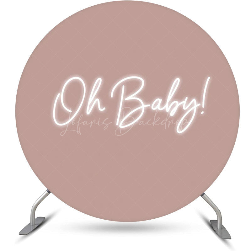 Lofaris Round Oh Baby Pink Neon Backdrop For Gender Reveal