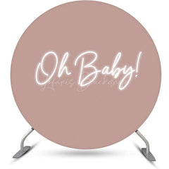 Lofaris Round Oh Baby Pink Neon Backdrop For Gender Reveal