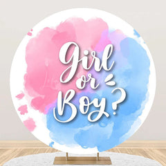Lofaris Round Pink Blue Girl Or Boy Gender Reveal Backdrop