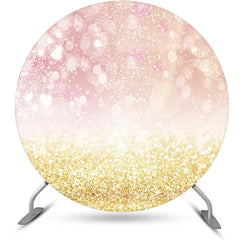 Lofaris Round Pink Golden Glitter Bokeh Birthday Backdrop