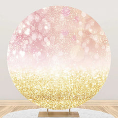 Lofaris Round Pink Golden Glitter Bokeh Birthday Backdrop