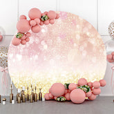 Lofaris Round Pink Golden Glitter Bokeh Birthday Backdrop