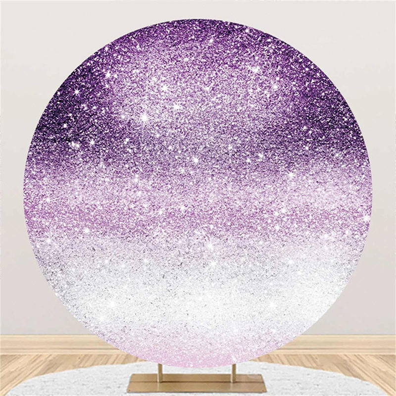 Lofaris Round Purple Silver Glitter Bokeh Birthday Backdrop