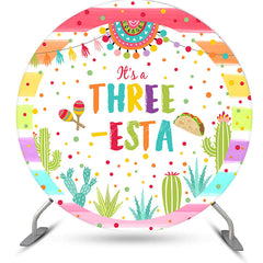 Lofaris Round Rainbow Stripe Three Esta Birthday Backdrop