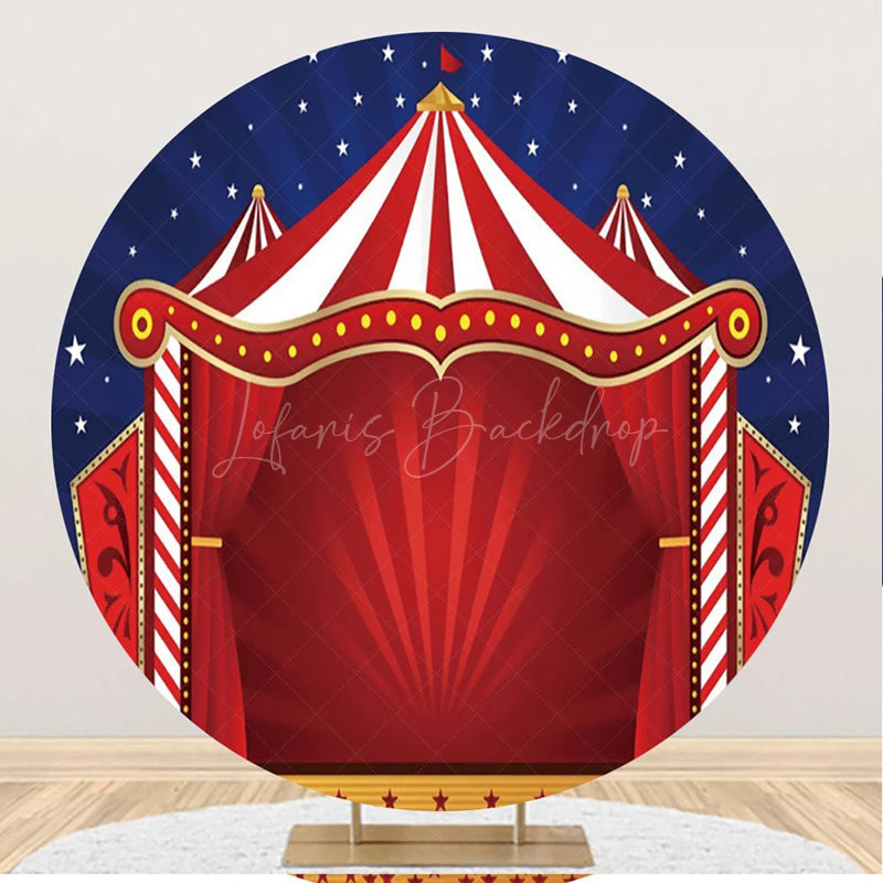 Lofaris Round Red Blue Night Star Circus Tent Party Backdrop
