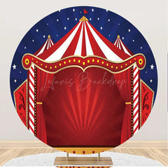 Lofaris Round Red Blue Night Star Circus Tent Party Backdrop