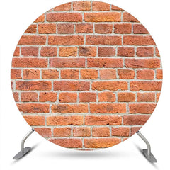 Lofaris Round Retro Red Brick Wall Backdrop For Birthday