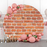 Lofaris Round Retro Red Brick Wall Backdrop For Birthday