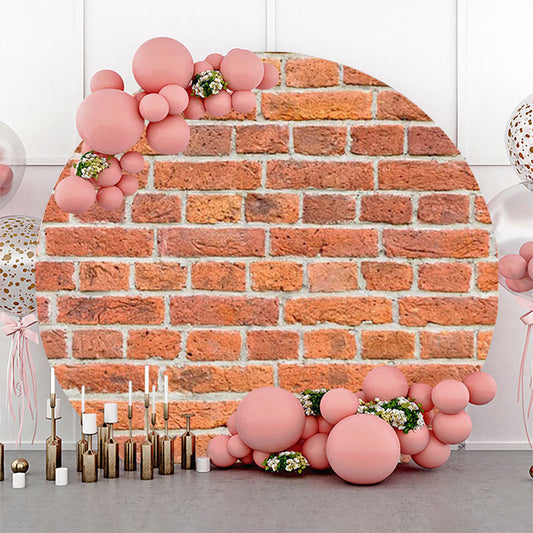 Lofaris Round Retro Red Brick Wall Backdrop For Birthday