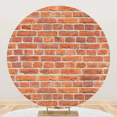 Lofaris Round Retro Red Brick Wall Backdrop For Birthday