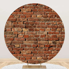 Lofaris Round Retro Red Brick Wall Birthday Party Backdrop